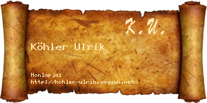 Köhler Ulrik névjegykártya