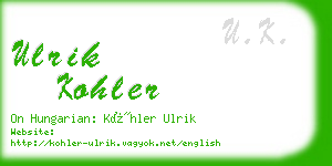 ulrik kohler business card